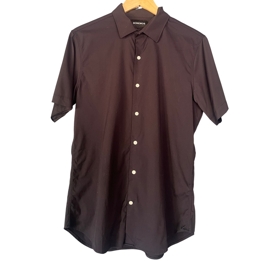 Bonobos Slim Fit Short Sleeve Black Button Down Shirt Size M